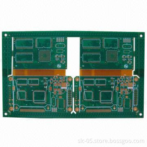 6-layered Rigid-flex PCB with PI and FR-4 Cover for Screening Use, Immersion Gold Surface Treatment